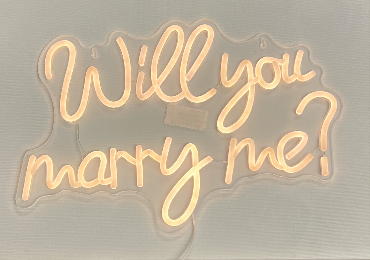 Neon sign Will you Marry Me Wall hanger with Chain or stick on wall hanging mounts