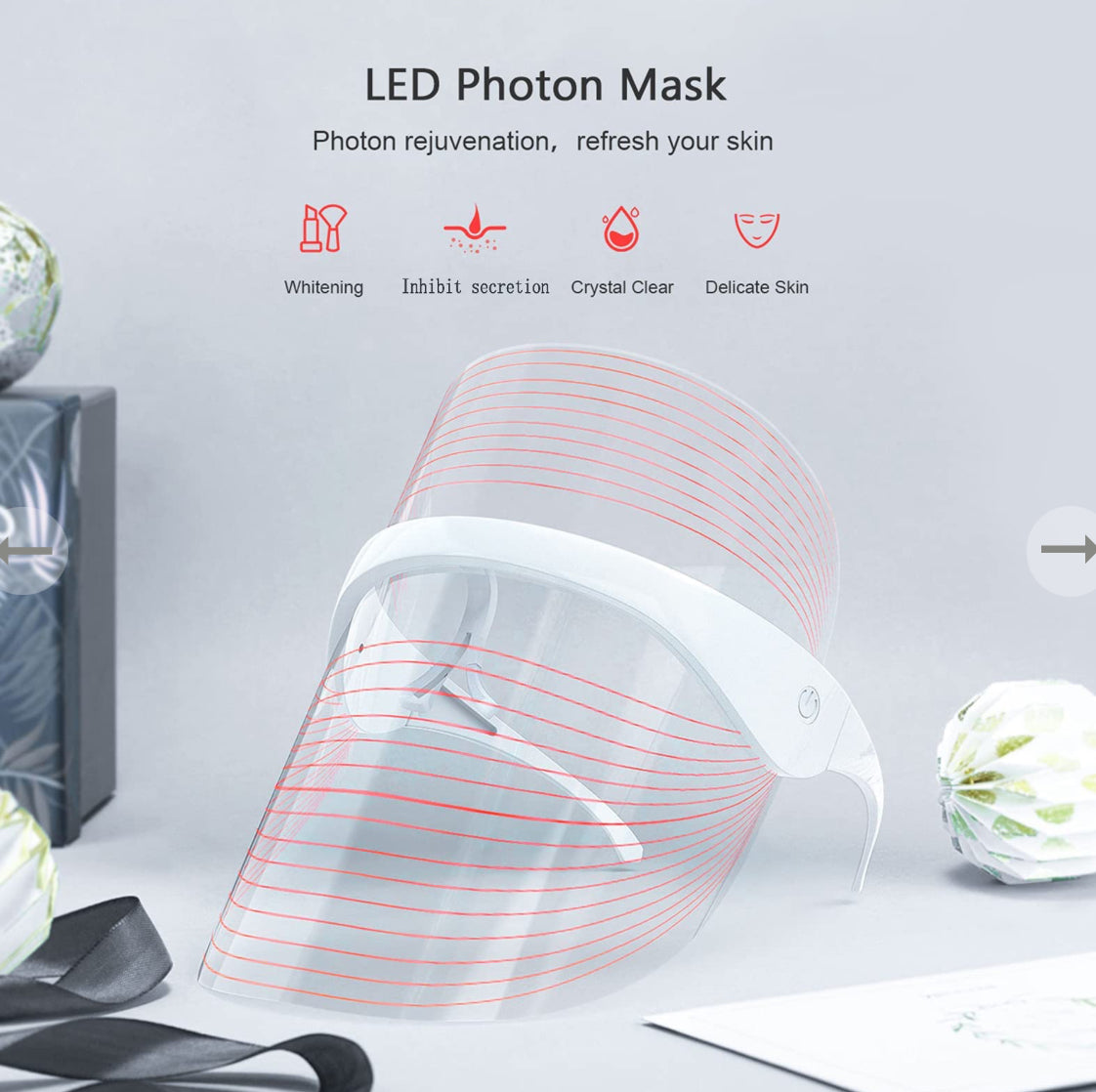 Led Face Mask Light Therapy, 3 Colors Light Therapy Facial Photon Beauty Device for Facial Rejuvenation, Anti-Aging