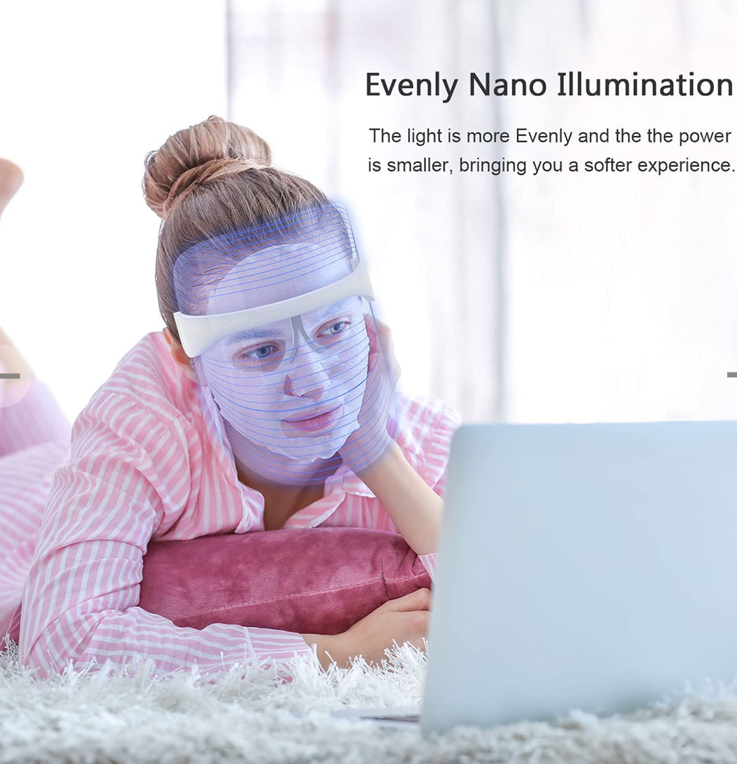 Led Face Mask Light Therapy, 3 Colors Light Therapy Facial Photon Beauty Device for Facial Rejuvenation, Anti-Aging