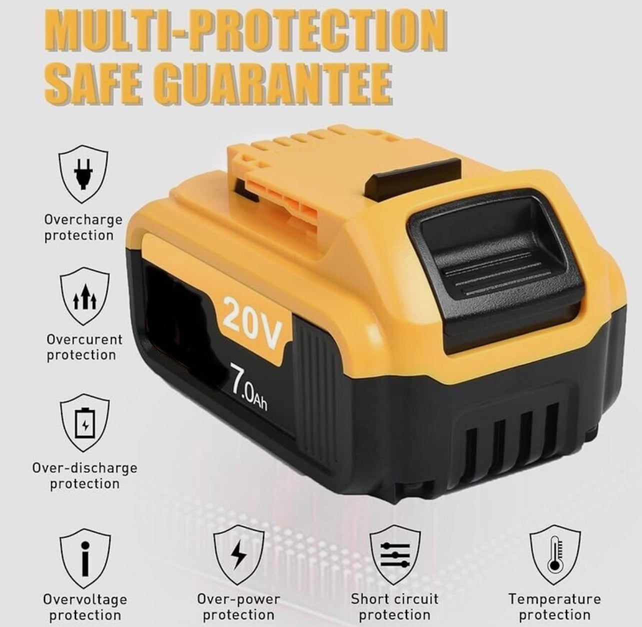 Battery Replacment For Dewalt DCB200 20V 7000Ah 140Wh