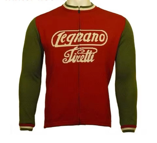 Old Style Cycling Jersey Men Long Sleeve Winter Fleece