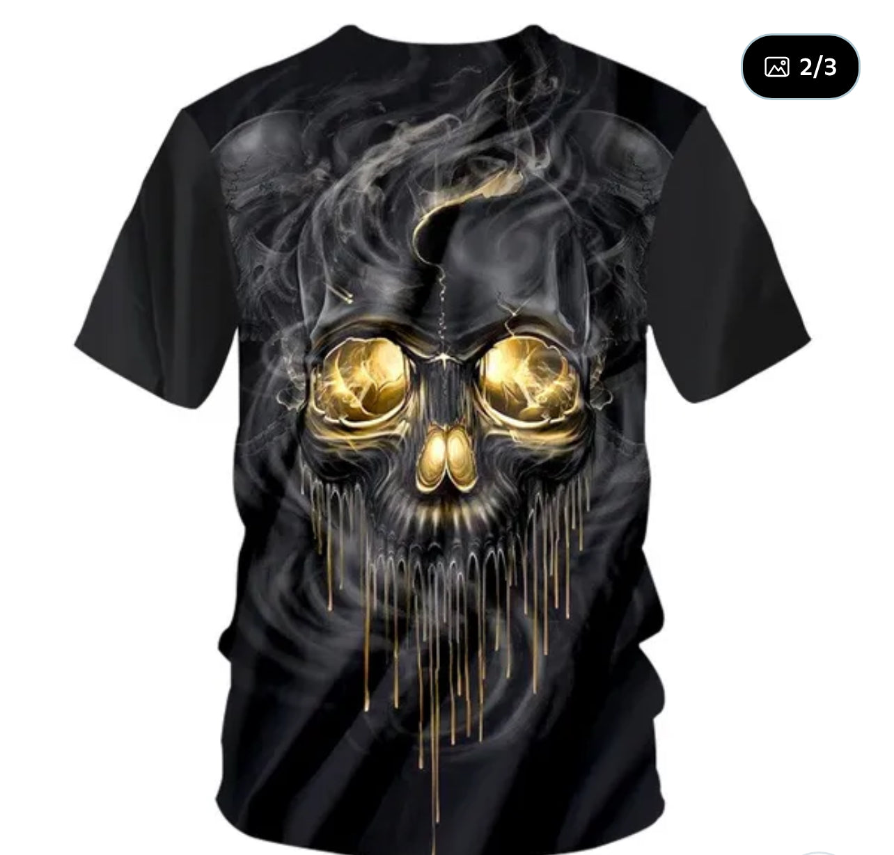 Short Sleeve Crewneck 3d Cool Print Smoking Skull T-shirt