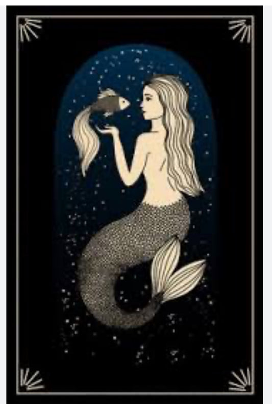 Pisces Mermaid Goddess Canvas Print Framed