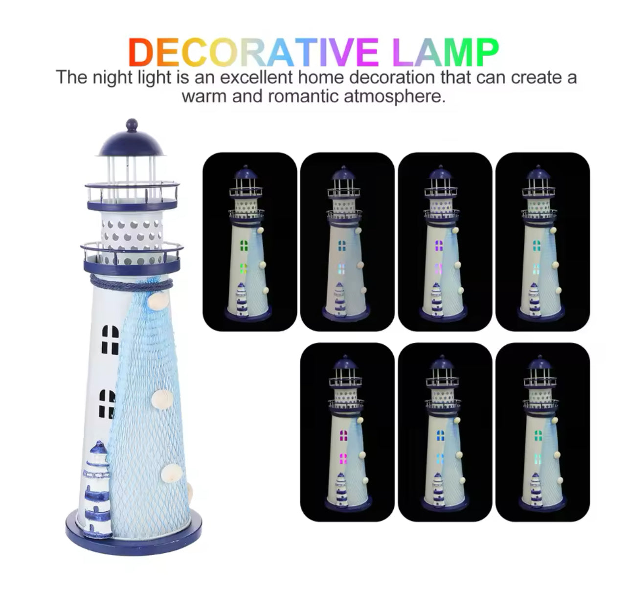 LED Lighthouse Lantern Mediterranean multi color changing