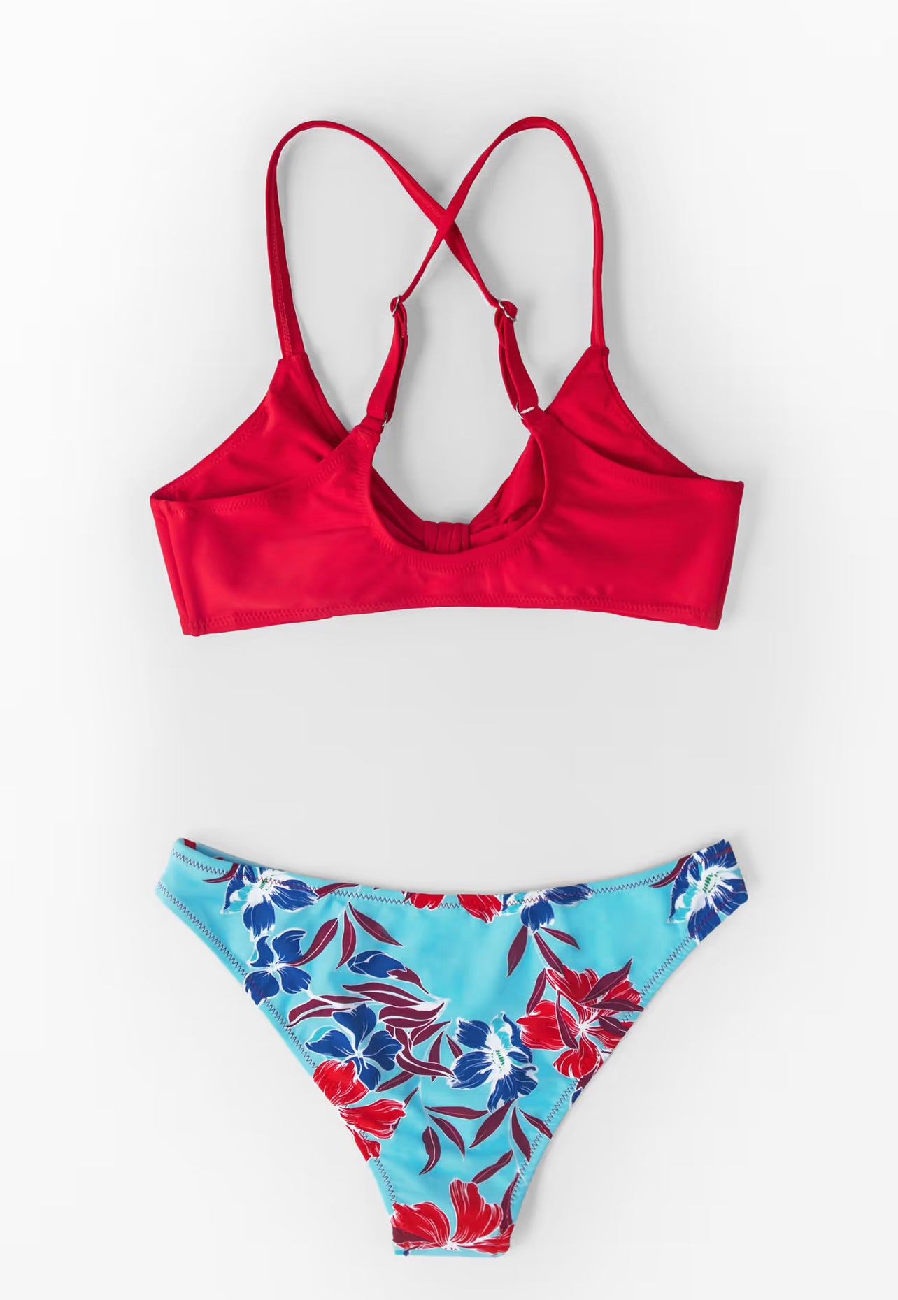 CUPSHE Red and Floral Print Low Rise Bikini