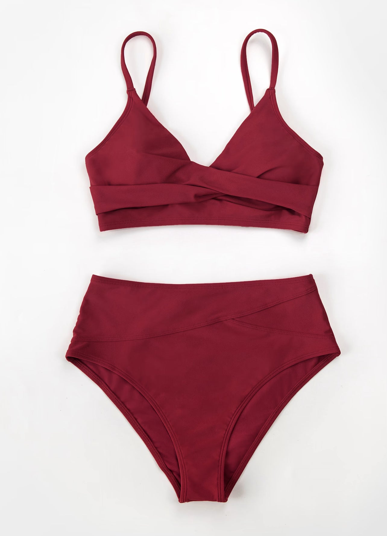 CUPSHE Marsala Twist High Waisted Bikini