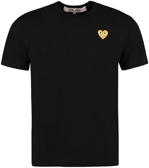 COMME DES GARÇONS PLAY GOLD EMBLEM T-SHIRT BLACK               Size: Medium