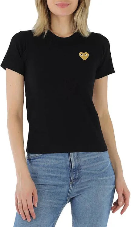 COMME DES GARÇONS PLAY GOLD EMBLEM T-SHIRT BLACK               Size: Medium