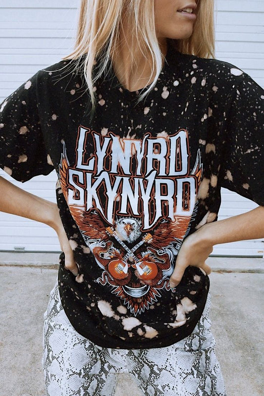 MISSLOOK Lynyrd Skynyrd’s Eagle Plays Guitar Tee – Distressed Vintage Designs Size Medium