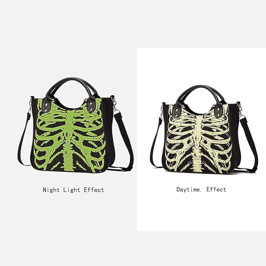 Gothic Backpack Canvas Bag Luminous Fashion Skull Crossbody Printed Bag Zipper Luminous Striped Shoulder Bag