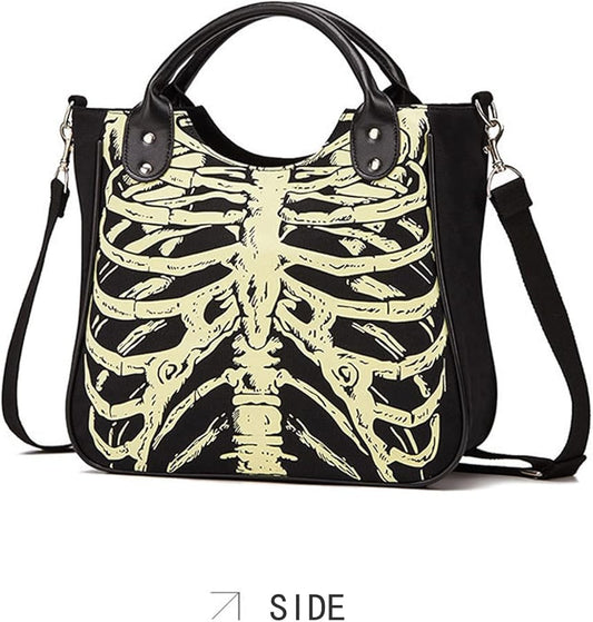 Gothic Backpack Canvas Bag Luminous Fashion Skull Crossbody Printed Bag Zipper Luminous Striped Shoulder Bag