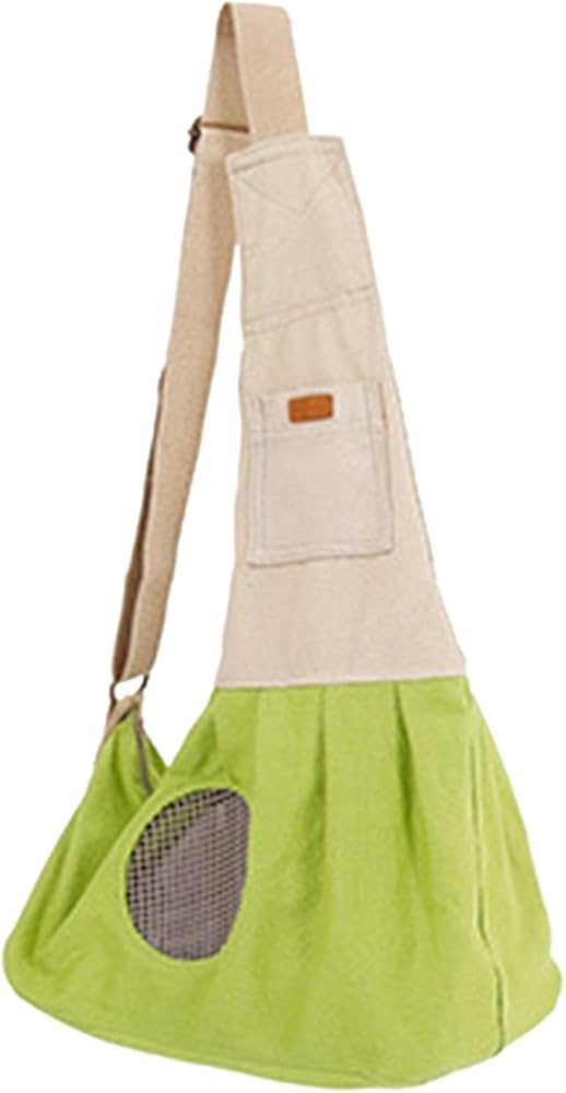 Duiaynke Small Dog Cat Slings Bag Satchel Crossbody Pouch Carrying Bag for Long Distance Walk Daily Walk (Green)