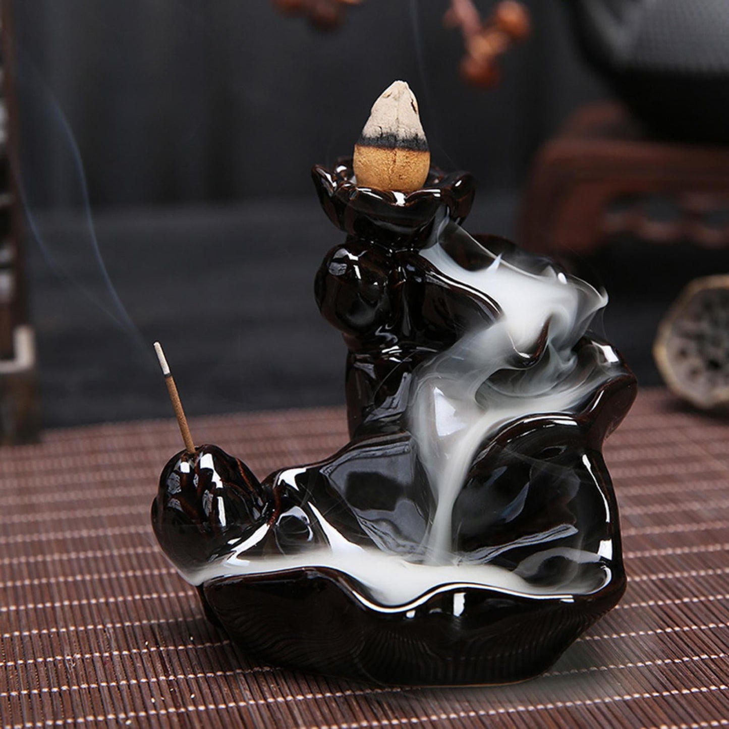 Backflow Incense Holder,Ceramic Glaze Incense Burner Holder Stand Cones Backflow Home, Incense Burner