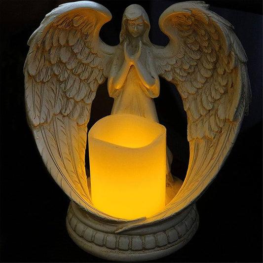 Angel Candle Holder, Prayer Candle with Light Up Led Candle