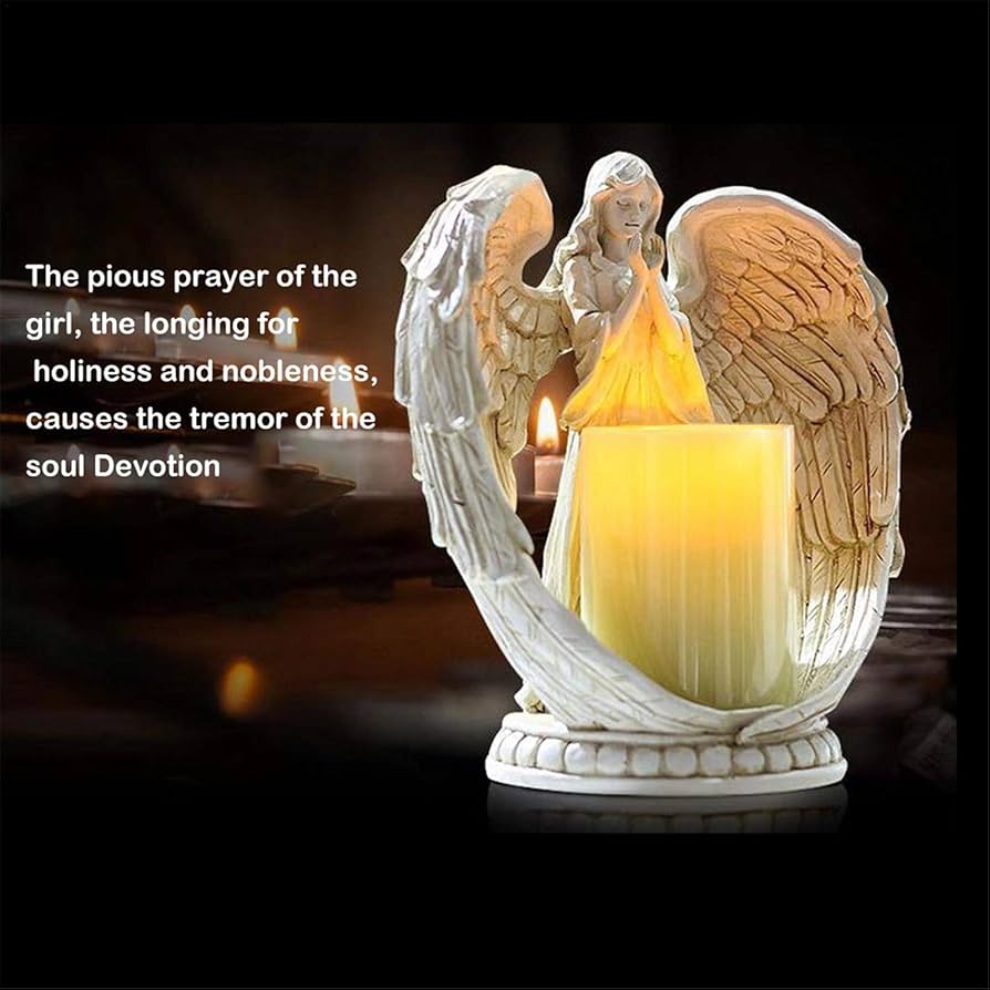 Angel Candle Holder, Prayer Candle with Light Up Led Candle