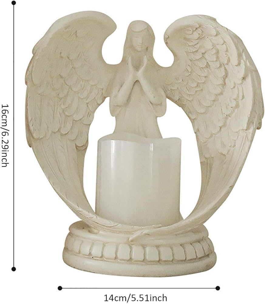 Angel Candle Holder, Prayer Candle with Light Up Led Candle