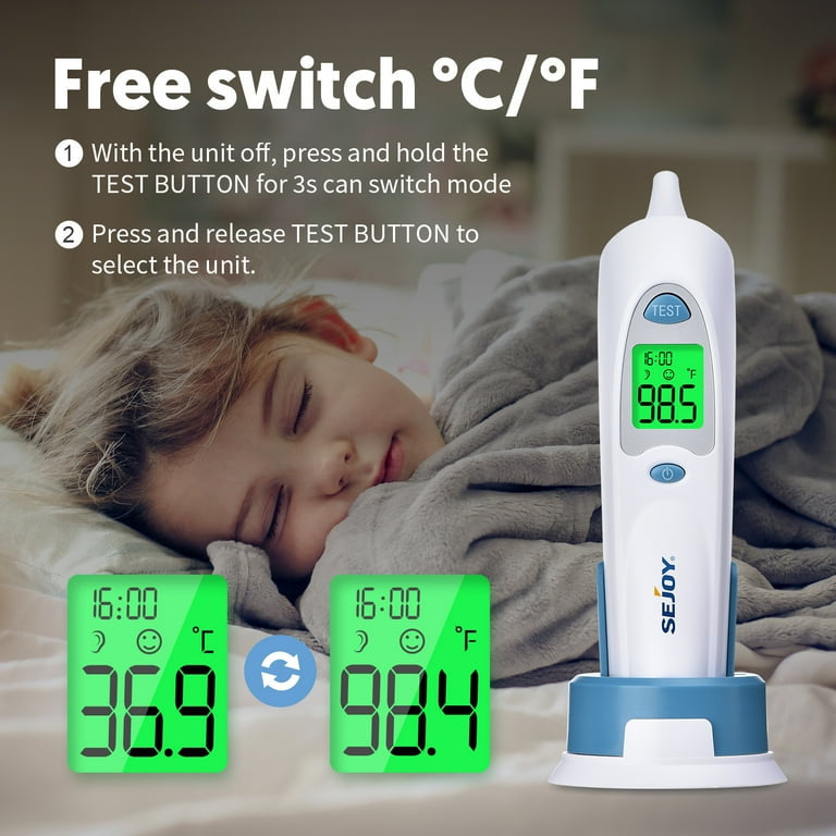 Sejoy Digital Ear Thermometer, Instant Read and Accurate, Infrared Thermometer for Kids and Adults with Probe Covers