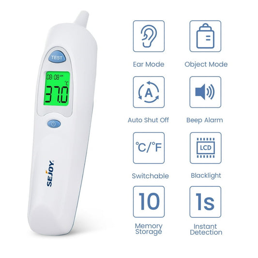 Sejoy Digital Ear Thermometer, Instant Read and Accurate, Infrared Thermometer for Kids and Adults with Probe Covers