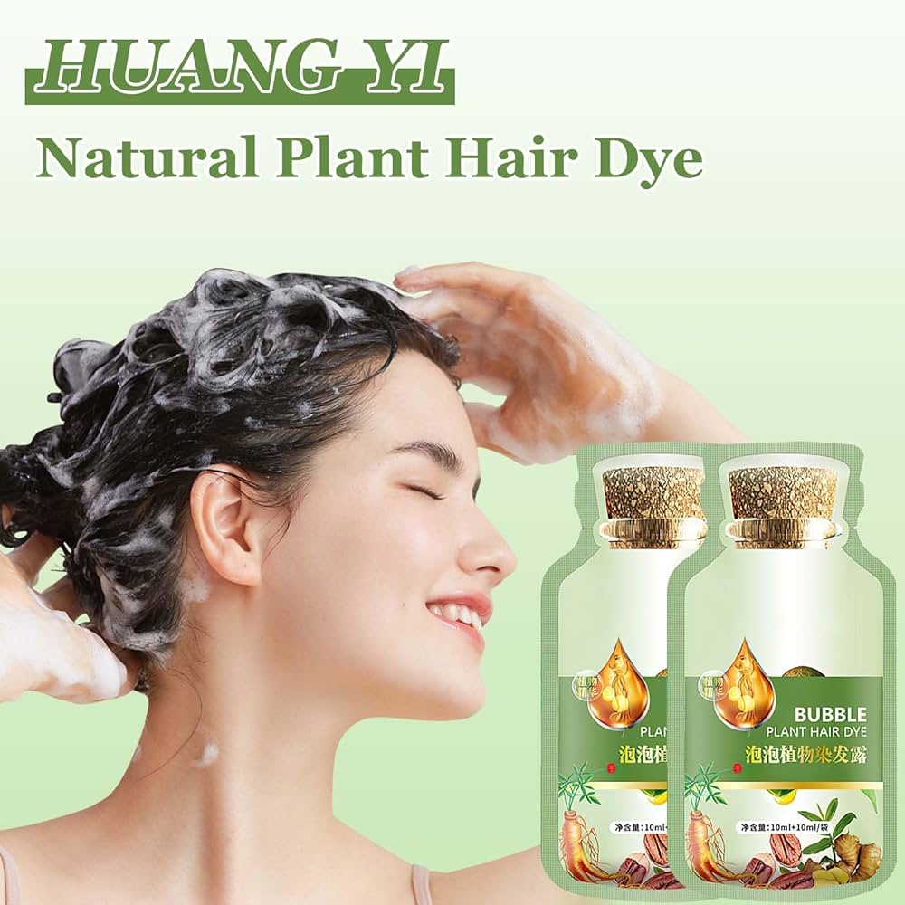 20ml 10Packs/Box Huang Yi Bubble Plant Hair Dye, Huang Yi Natural Plant Hair Dye, Bubble Plant Hair Dye, Botanical Bubble Hair Dye, Bubble Plant Hair Dye Shampoo (1Box,Chestnut Brown)