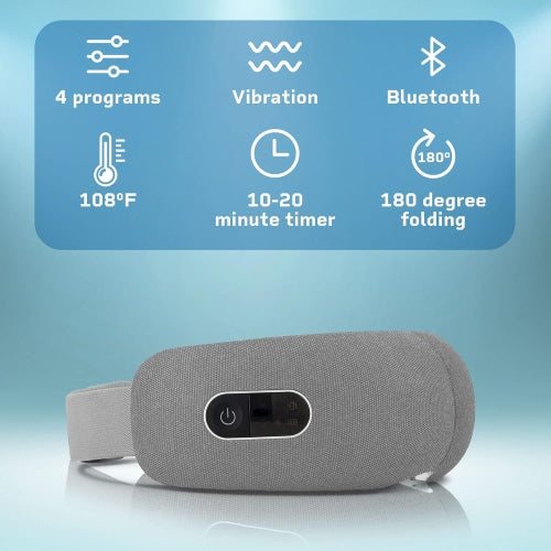 Eye Massager: Headache Relief Device with Heat, Vibration, and Bluetooth Music - Smart Eye Massager for Migraines