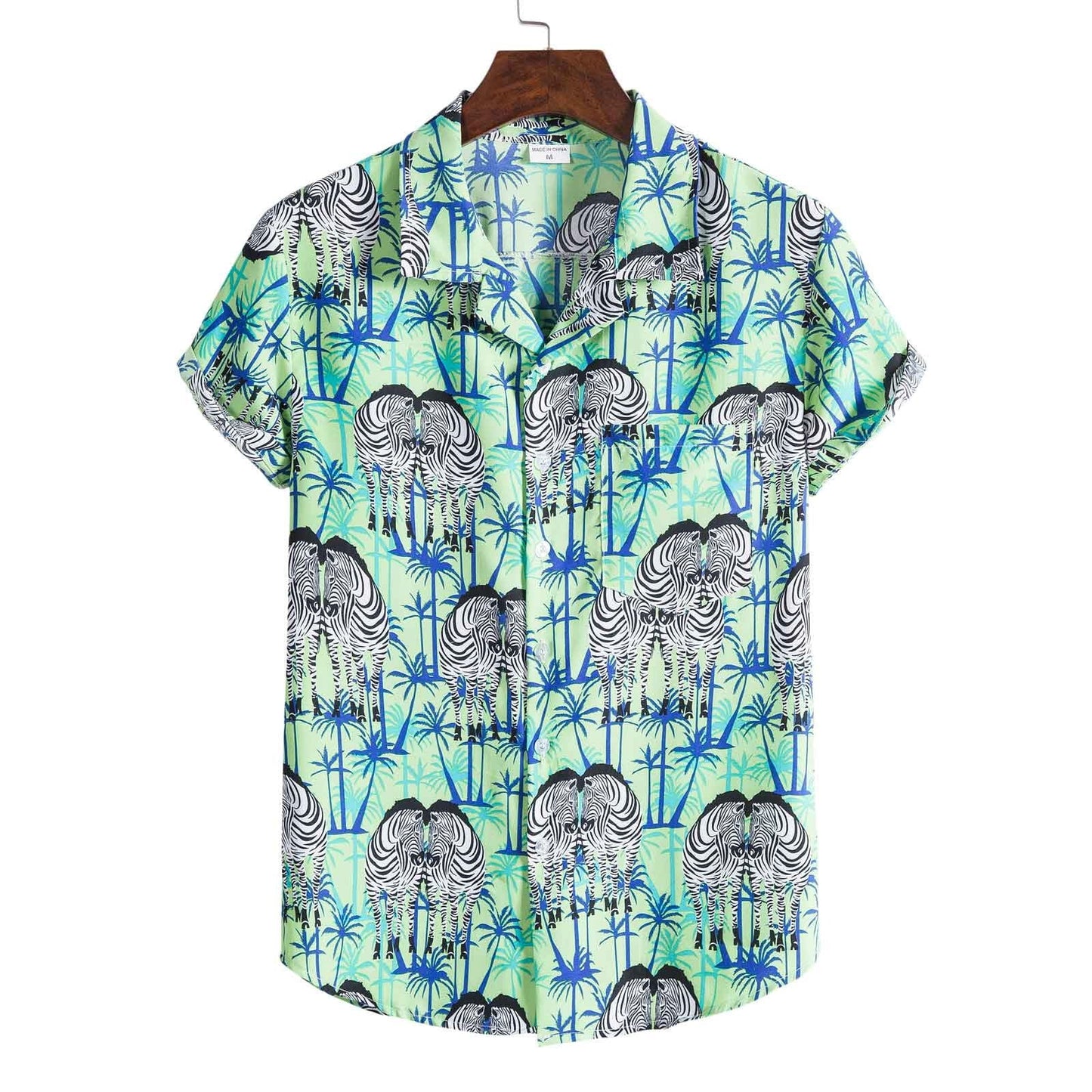 Mens Fashion Ethnic Short Sleeve Casual Printing Hawaiian Shirt Blouse T-shirt