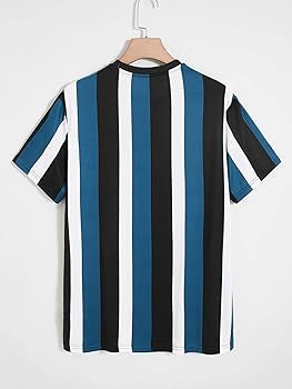 Men's Casual Graphic Striped Print Crewneck Short Sleeve T Shirts