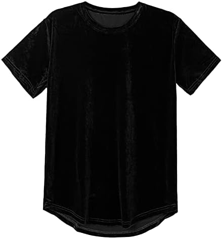 Mens Velvet Velour Raglan Patch Extended Long Hem Hip Hop T Shirts