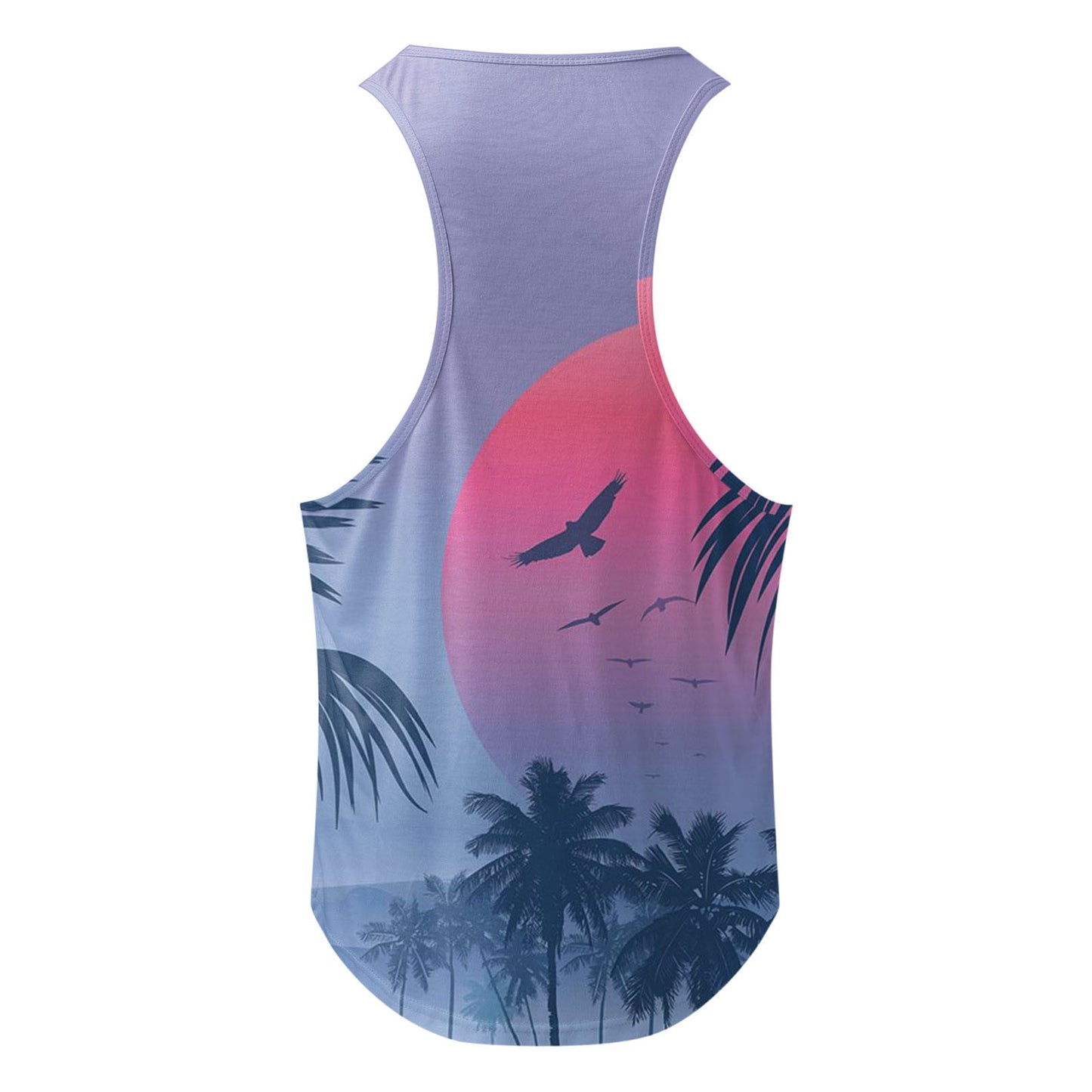 Mens Vest Adult Male Tops Men plus Size Male Summer Beach Hawaii Tree Printed Tank Tops