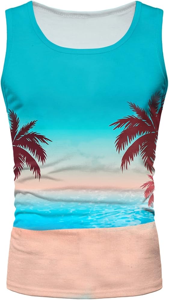 Hawaiian Tank Top Beach Vest Top Mens Sleeveless