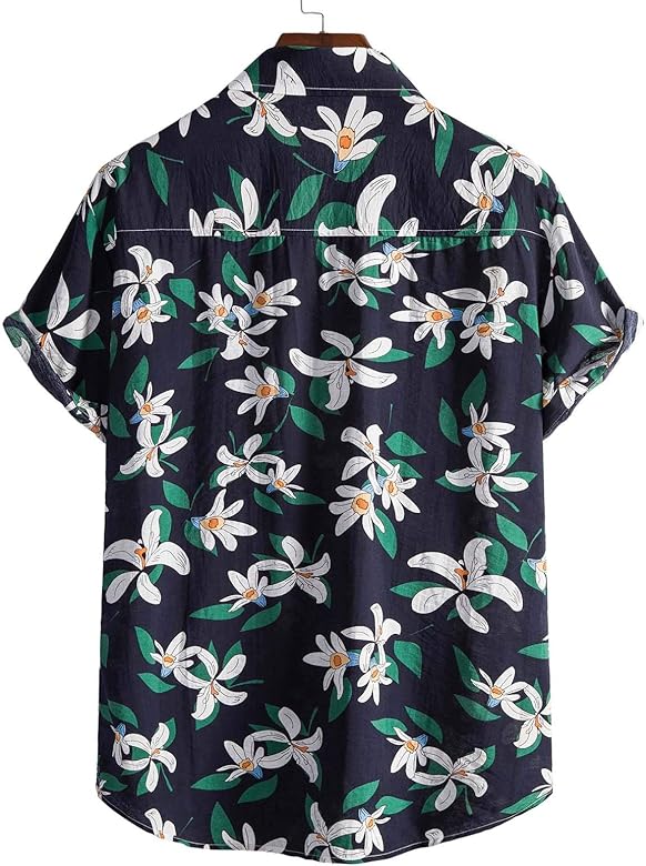 Men's Hawaiian Floral Shirts Button Down Tropical Holiday Beach Shirt