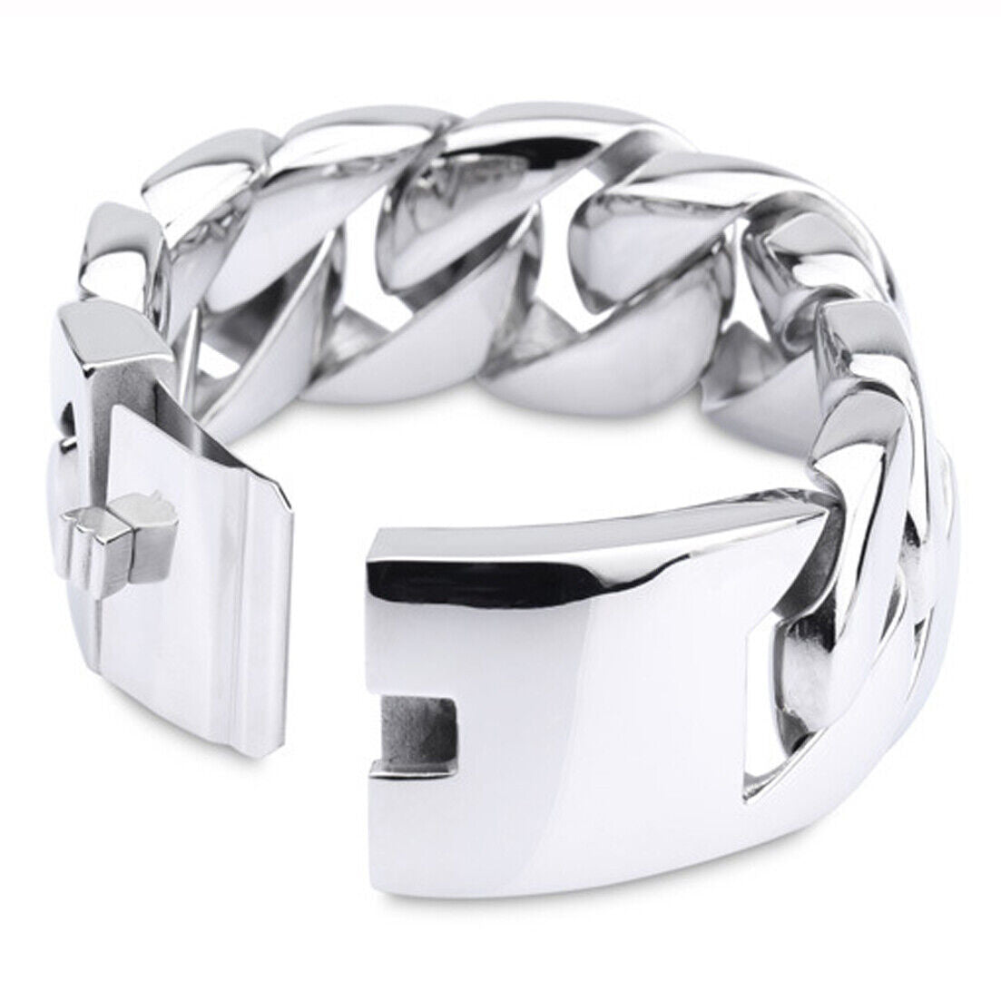 Helloice 32mm 316L Stainless Steel Cuban Bracelet in Silver