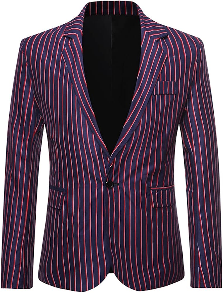 Striped Business Casual Suit Blazer Men Slim Fit Mens Blazer Jacket