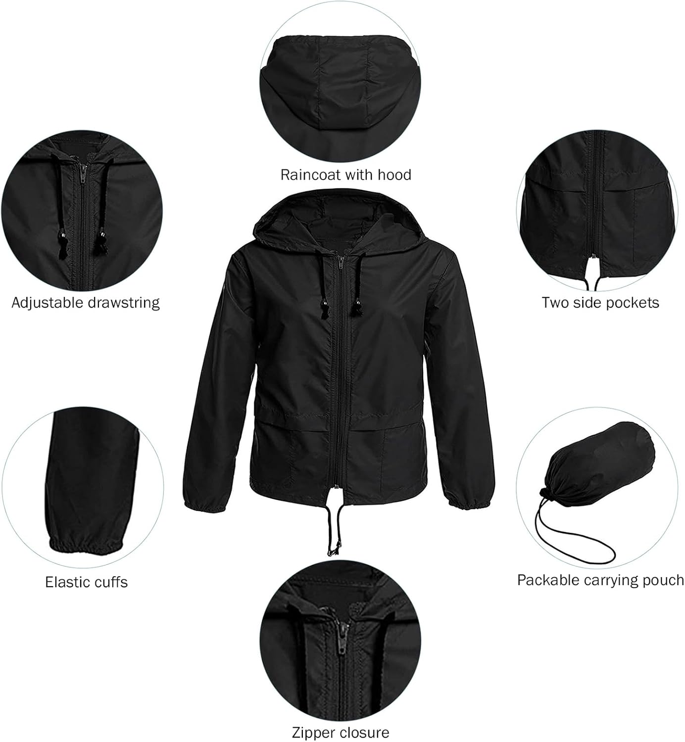 Rain Jackets for Women Raincoats for Women with Hood Packable Rain Coats Lightweight Outdoor Windbreaker