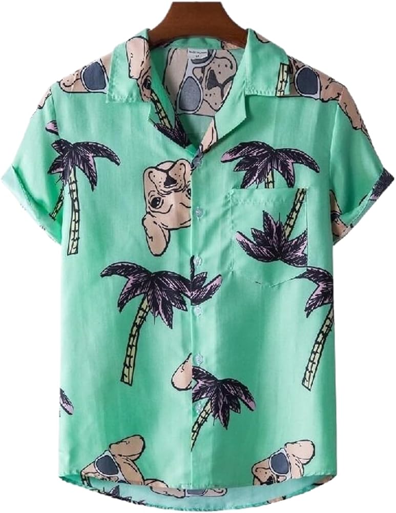 Men's Beach Style Shirt Summer Suit Collar Short Sleeve Ethnic Style Printed Shirt