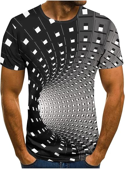 3D Print T-Shirts Funny 3D Abstract Art Trippy Graphics Crewneck Short Sleev