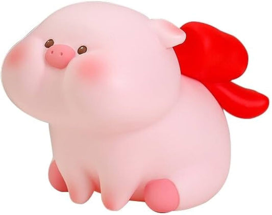 Lucky Pig Money Bank with Cute Bow, Piggy Bank Plastic Coin Bank, Unbreakable Coin Bank, Plastic Piggy Bank for Kids