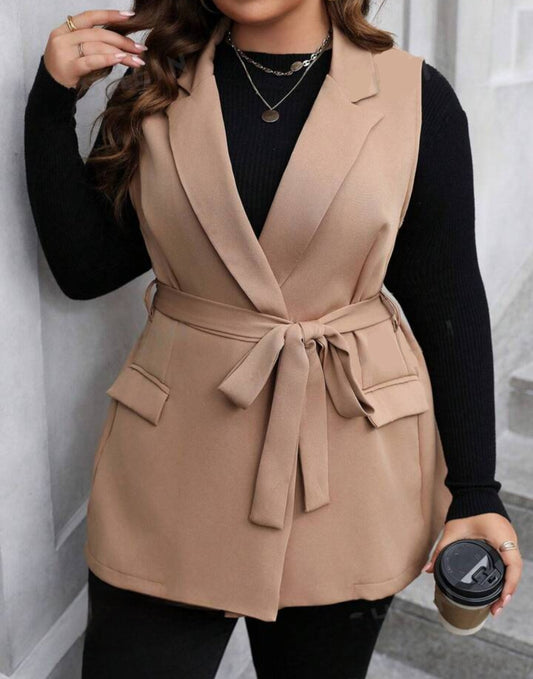 Plus Size Women's Solid Color
Minimalist Sleeveless Blazer