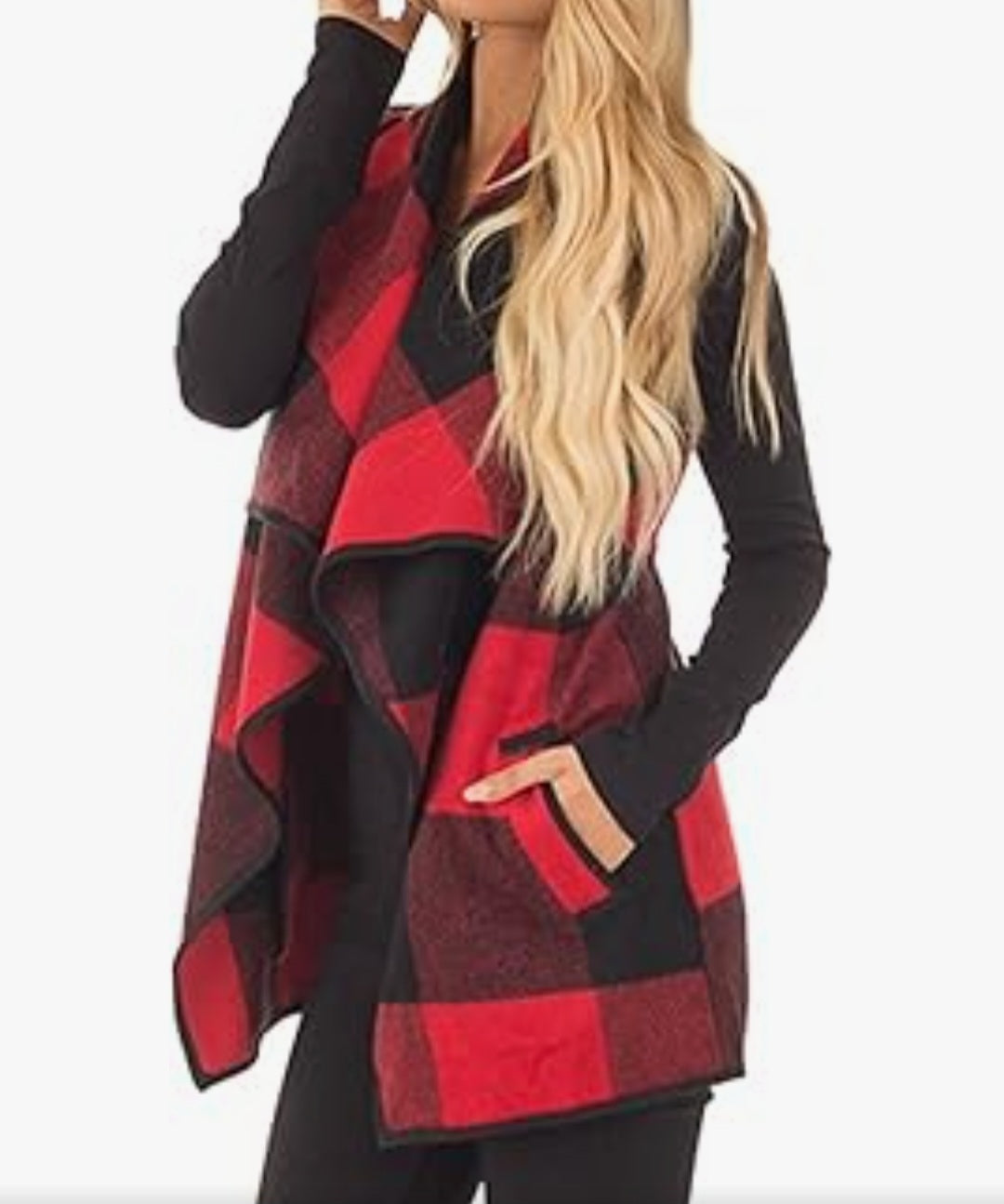 Womens red Buffalo plaid vest