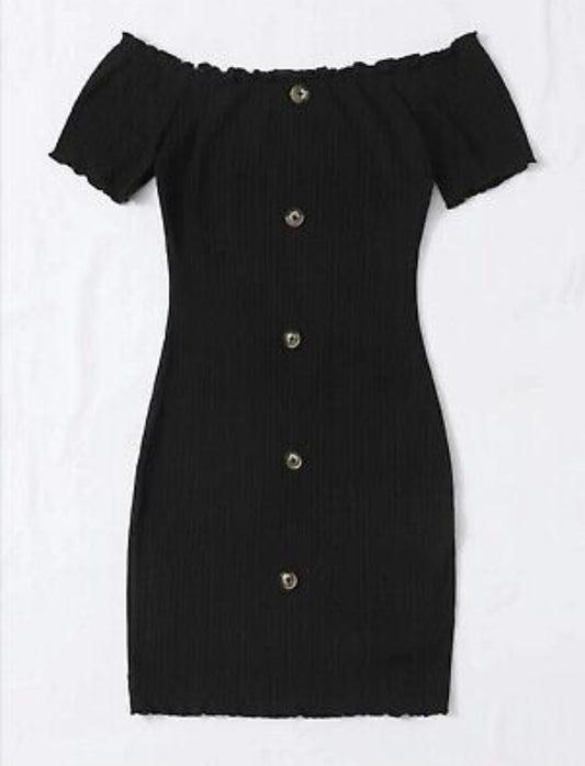 Womens black offshoulder sexy knit dress