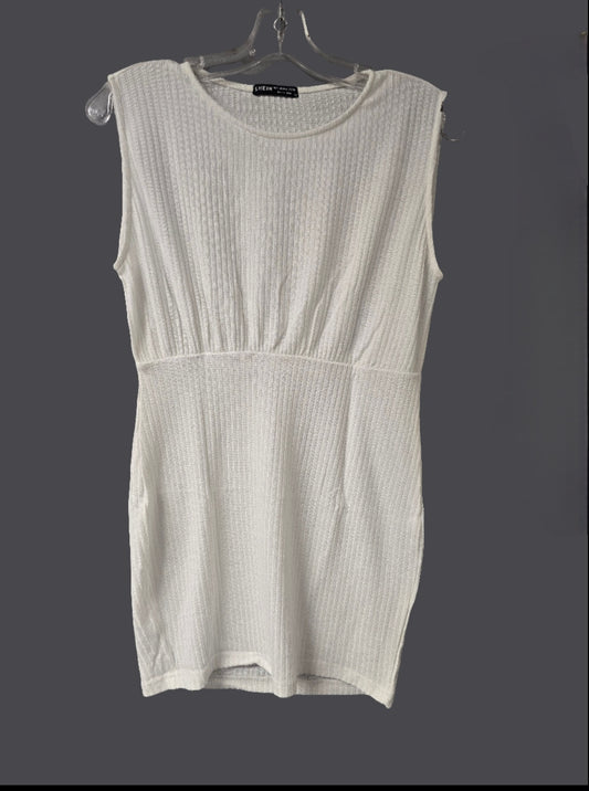 Womens knit white sleeveless dress