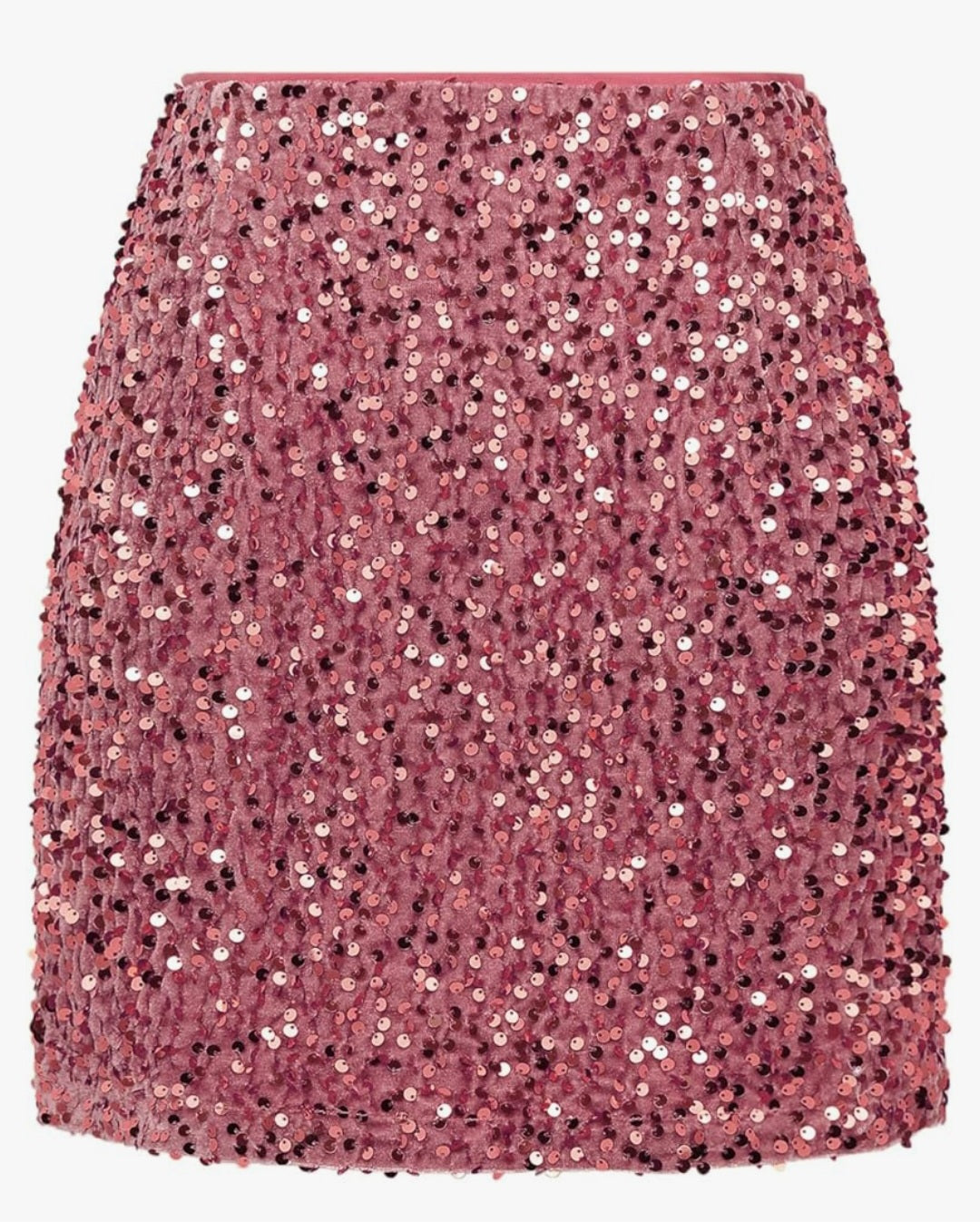 Womens pink velvet sequin sparkly mini skirt