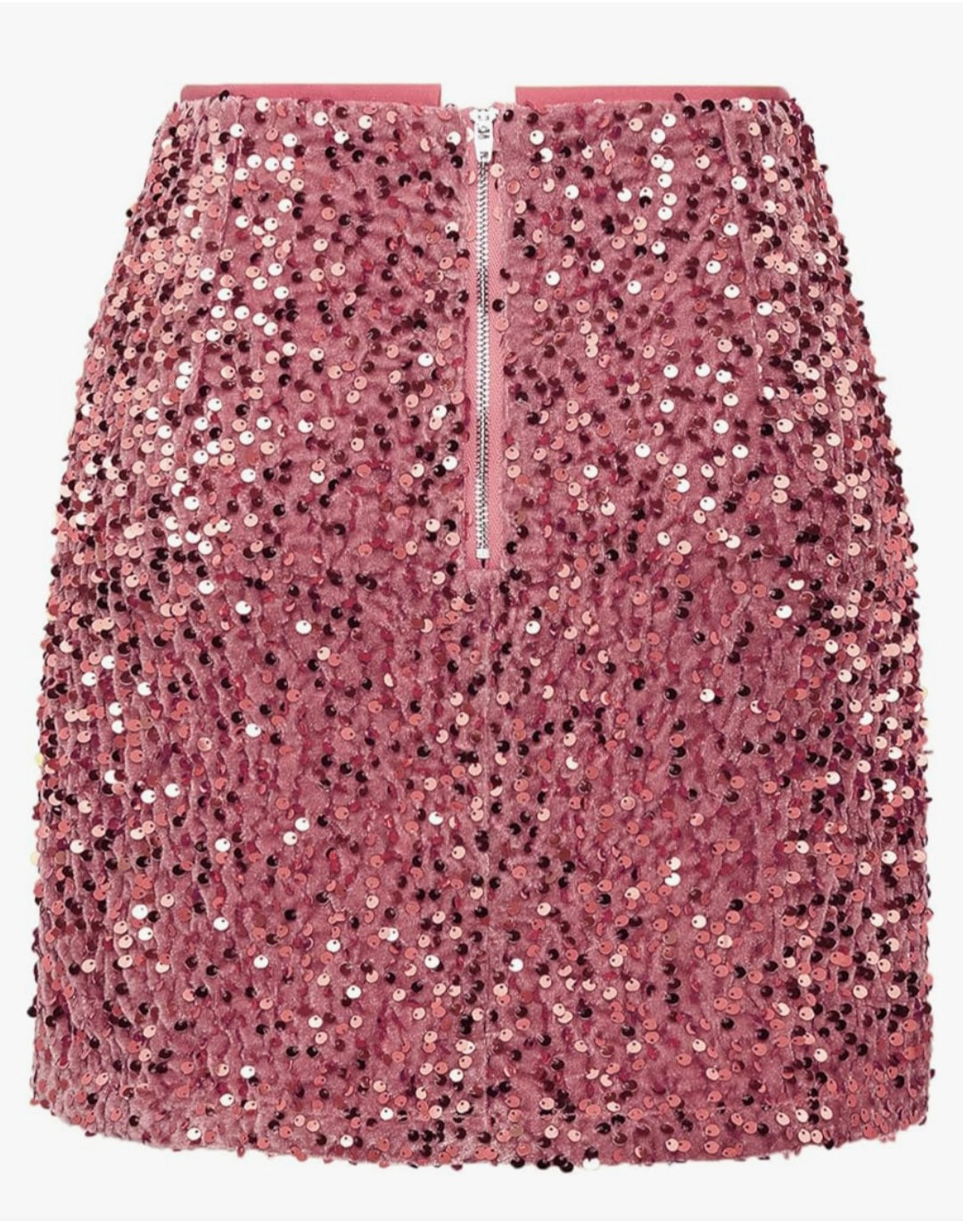 Womens pink velvet sequin sparkly mini skirt