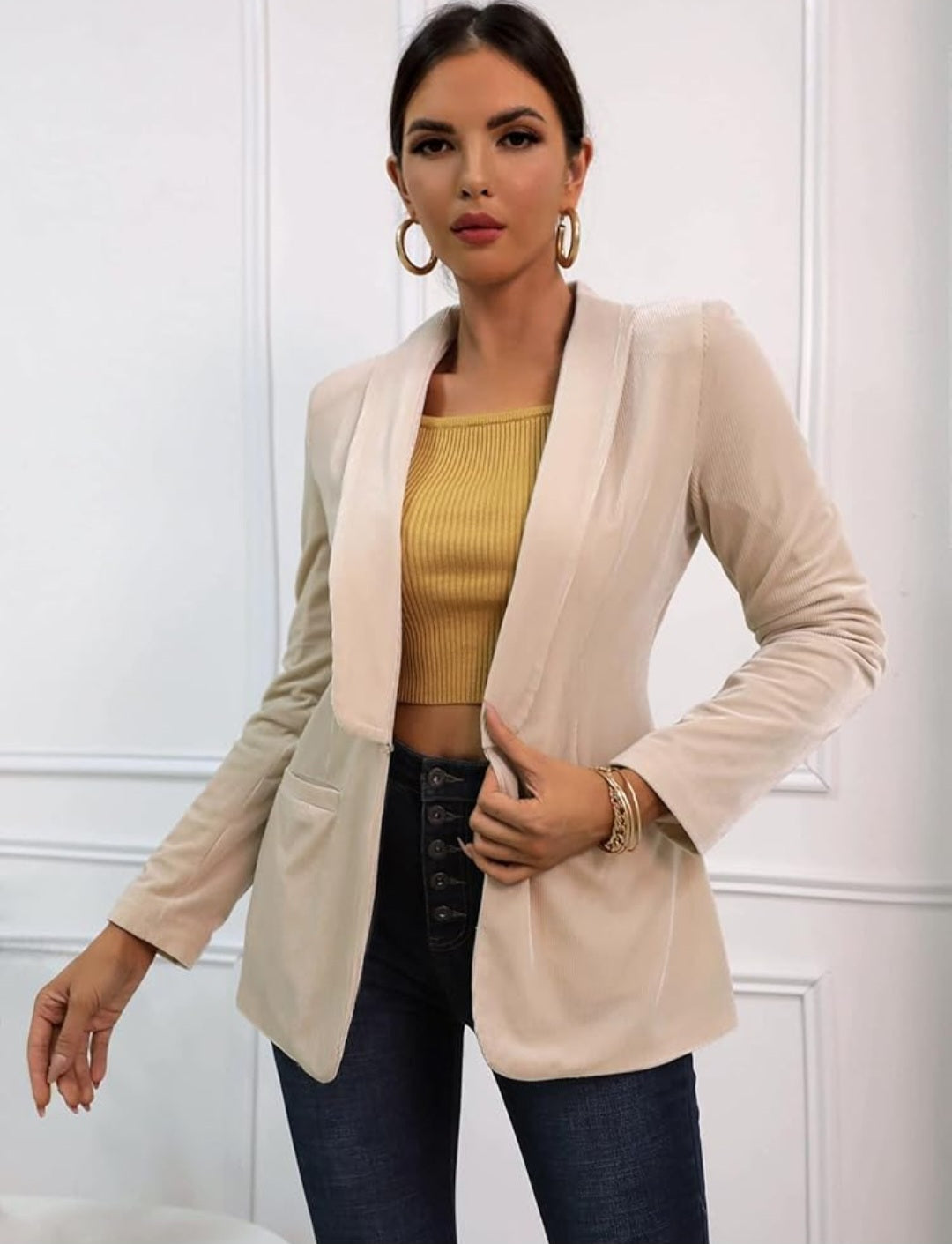 Womens khaki business casual blazer