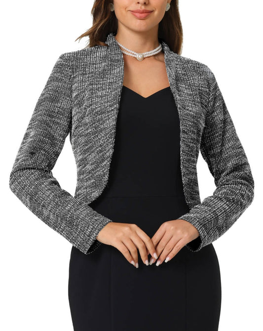 Womens crop tweed blazer top