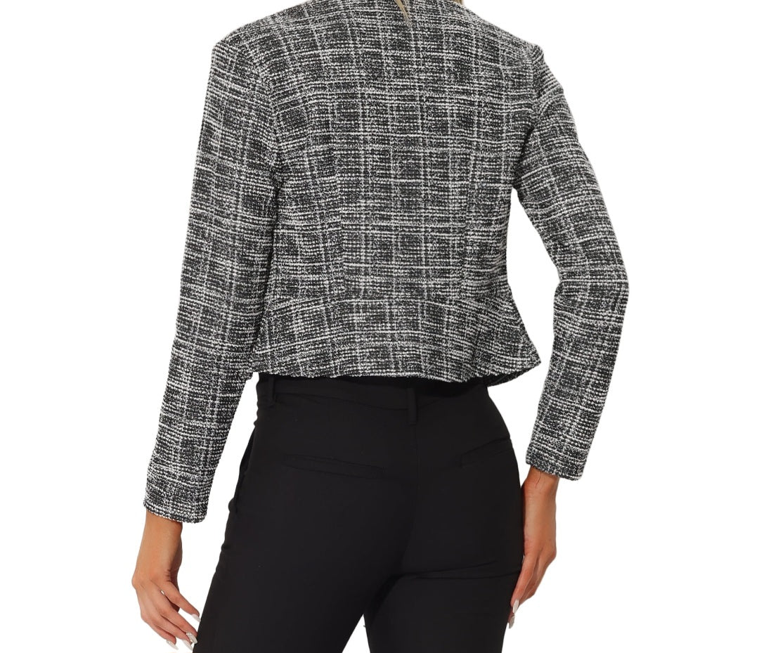 Womens crop tweed blazer top