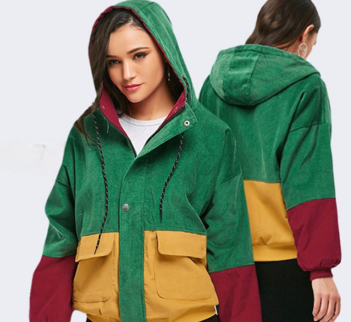 Womens corduroy colorblock jacket