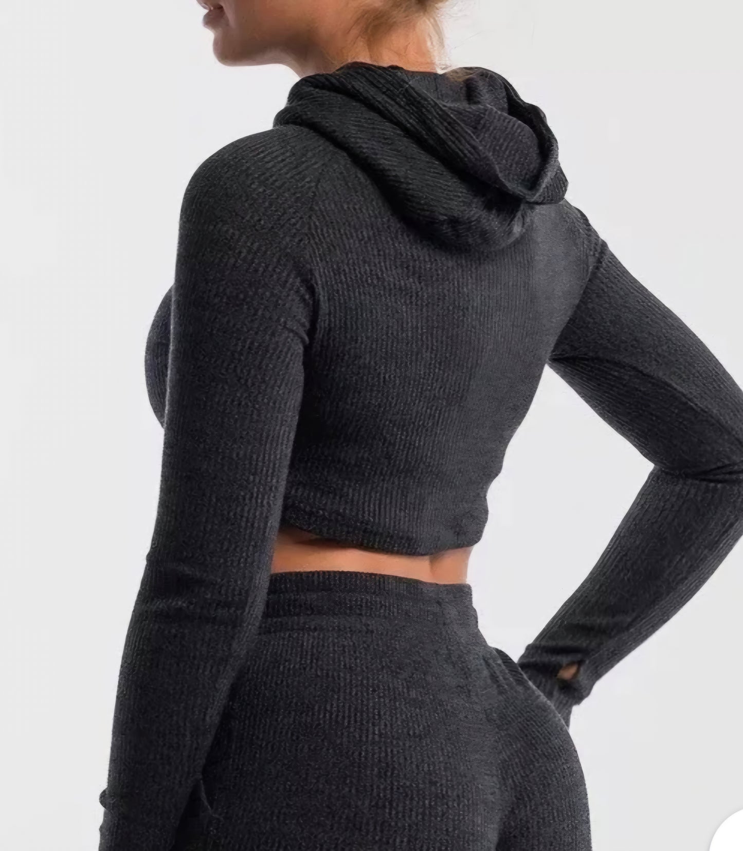 ECHT Comfort Hoodie Cropped in marl grey workout wear