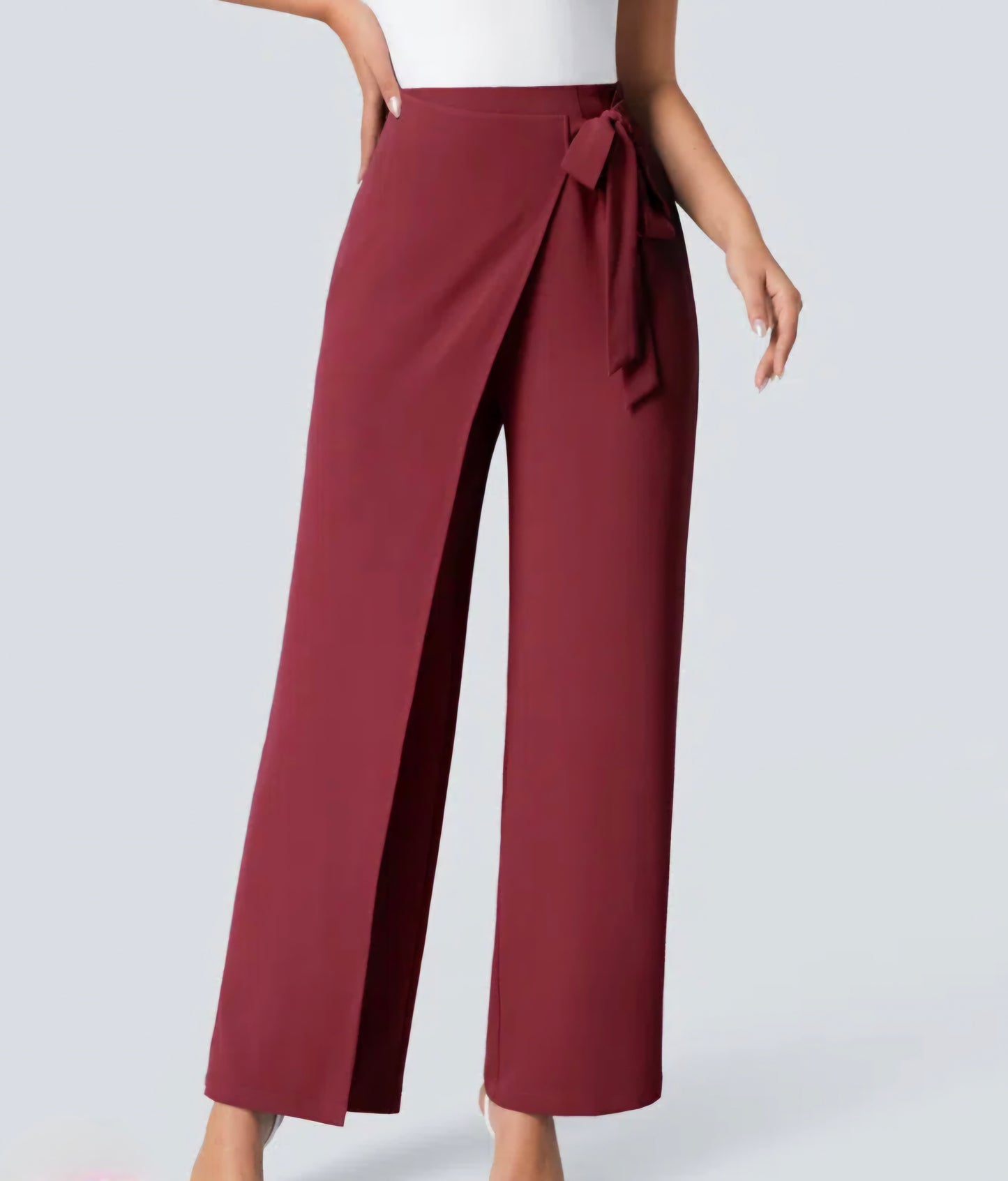 HALARA High Waisted Tie Side Invisible Zipper Wide Leg
Work Pants