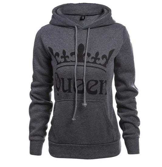 Womens grey Queen fleece hoodie