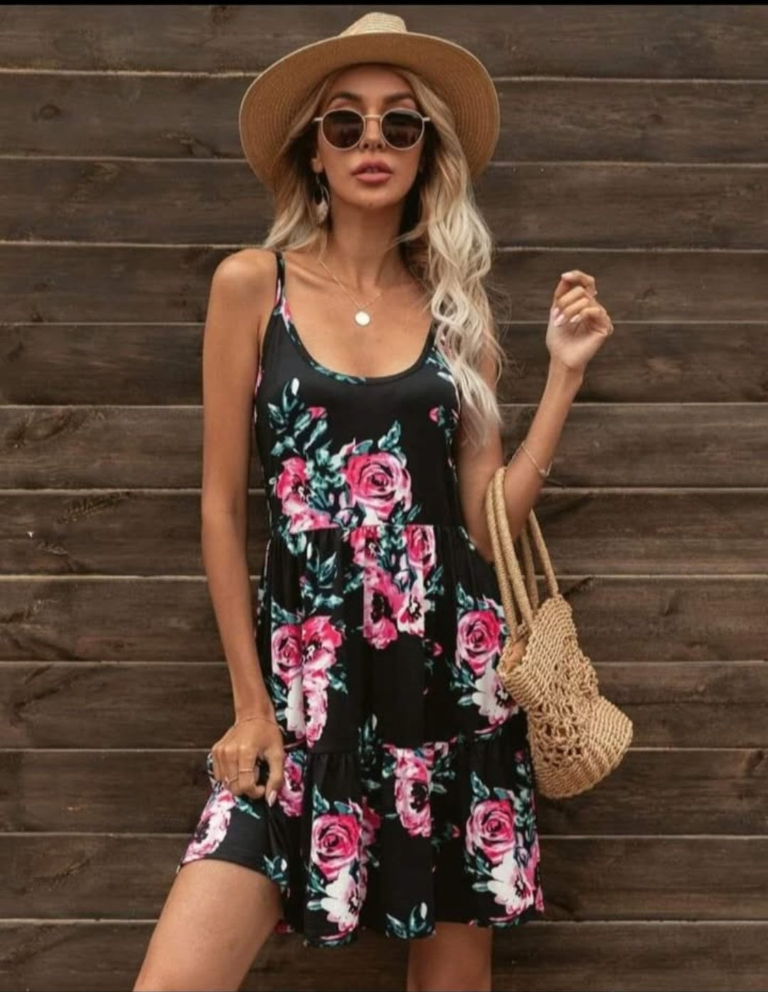 Womens floral short tank dress